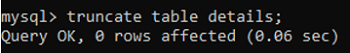 truncate table statement step 2