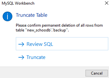 truncate table statement step 6