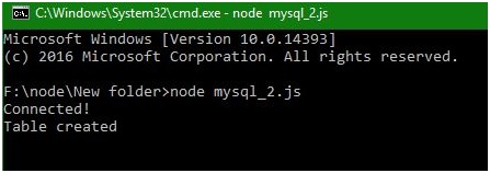 create a MySQL table in Node.js