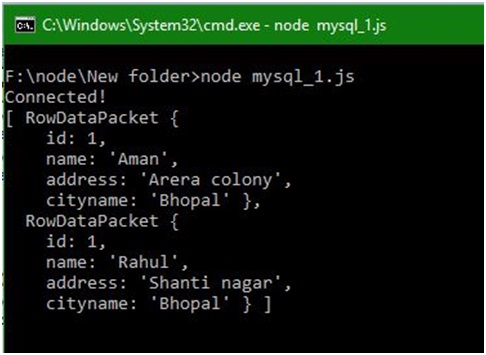 Node.js - display data from two different tables of MySQL