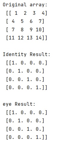 Example: What are the advantages of using numpy.identity over numpy.eye?