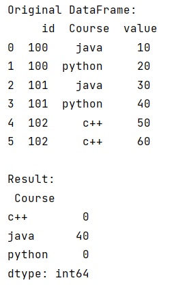 Example: Pandas: Conditional Sum with Groupby