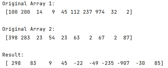 Example: Difference between two NumPy arrays