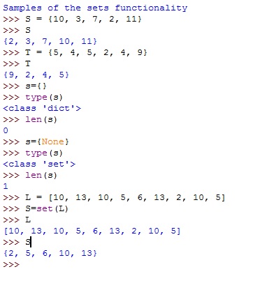 sets in python example code