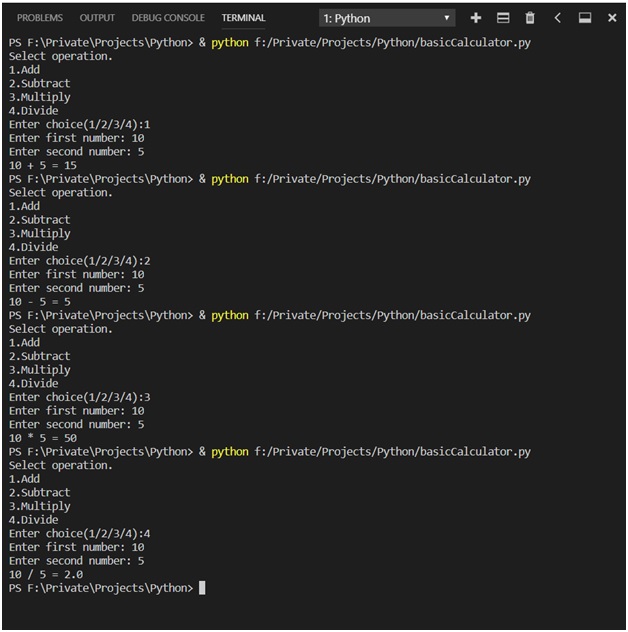 Basic calculator program's output in Python3