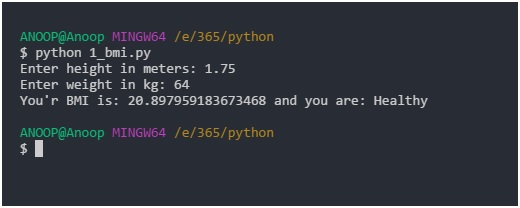 Bmi Body Mass Index Calculator In Python Includehelp