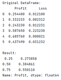 Example: calculate 1st and 3rd quartiles