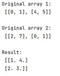 Example: Calculate average values of two given NumPy arrays