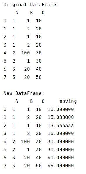 Example: Calculate moving average within group