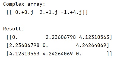 Euclidean Distance Matrix | output