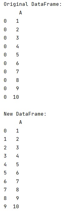 Example: Changing row index of pandas dataframe