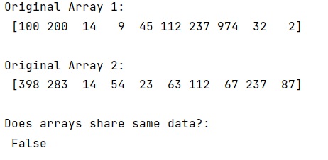 Example: Is there a way to check if NumPy arrays share the same data?