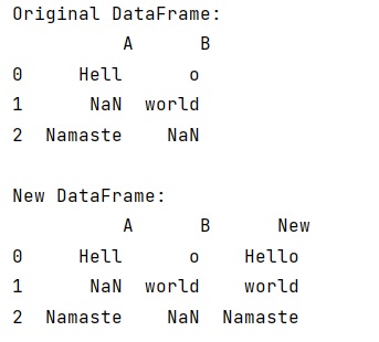 Example: Pandas combine two strings ignore nan values