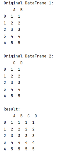 Example: Python - Pandas combining two dataframes horizontally
