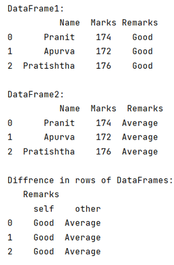 Example: Compare two DataFrames