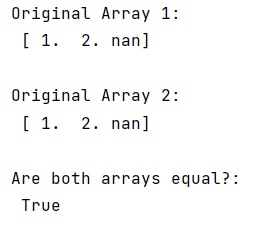 Example: Comparing numpy arrays containing NaN