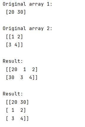 Example: How to concatenate 2D arrays with 1D array in NumPy?