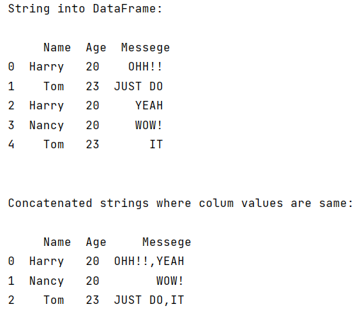 Example: Concatenate strings from several rows