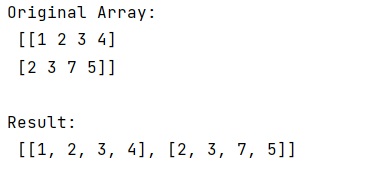 Example: Convert 2d numpy array into list of lists