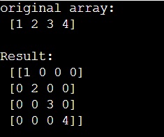 Example: How to convert a column or row matrix to a diagonal matrix?