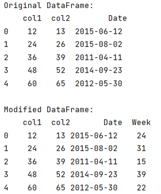 Example: Convert a pandas date to week number