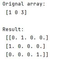 Example: Convert array of indices to one-hot encoded array in NumPy?frame