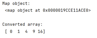 Example: How to convert map object to NumPy array?