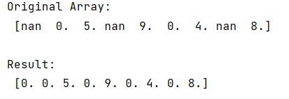 Example: Convert nan value to zero in NumPy array