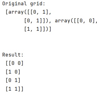 Convert output of meshgrid() to array