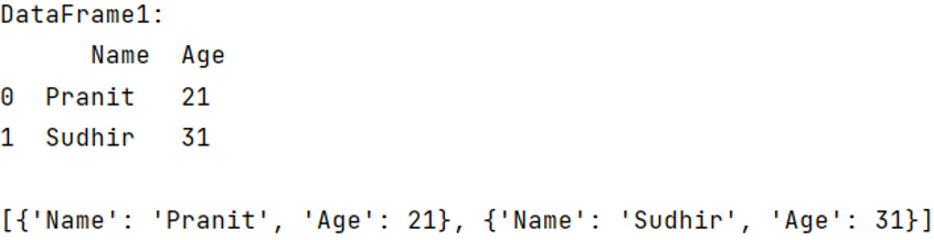 Example: Convert pandas dataframe to a dictionary without index