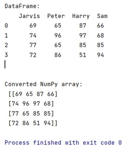 Convert pandas DataFrame to NumPy array