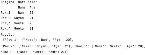 Example: Convert rows in DataFrame in Python to dictionaries