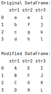Example: Convert whole dataframe from lowercase to uppercase