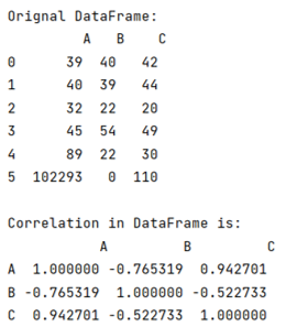 Example: Correlation between two columns