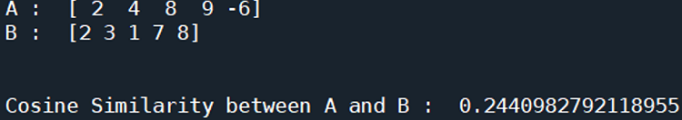 Python | Cosine Similarity between two vectors