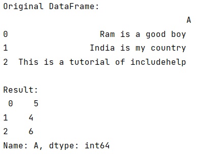 Example: Count number of words per row