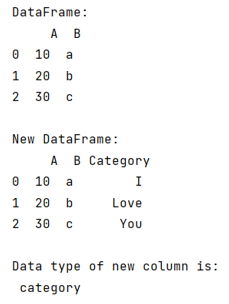 Example: Create a categorical type of column