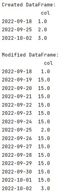 Example: Pandas DataFrame asfreq() Method