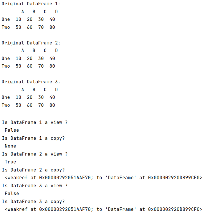 Example: Check dataframe is copy or view in pandas