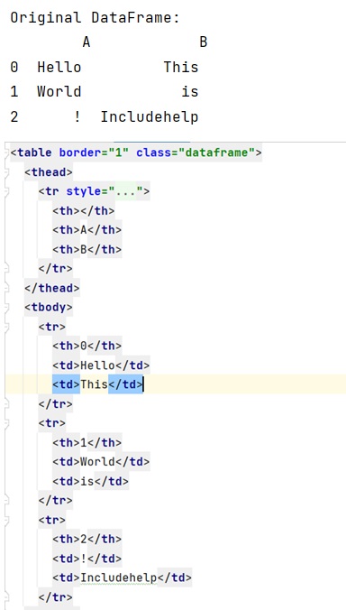 Example: Pandas DataFrame save as HTML page