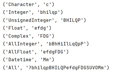 Example: Available datatypes for 'dtype' with NumPy's loadtxt() an genfromtxt