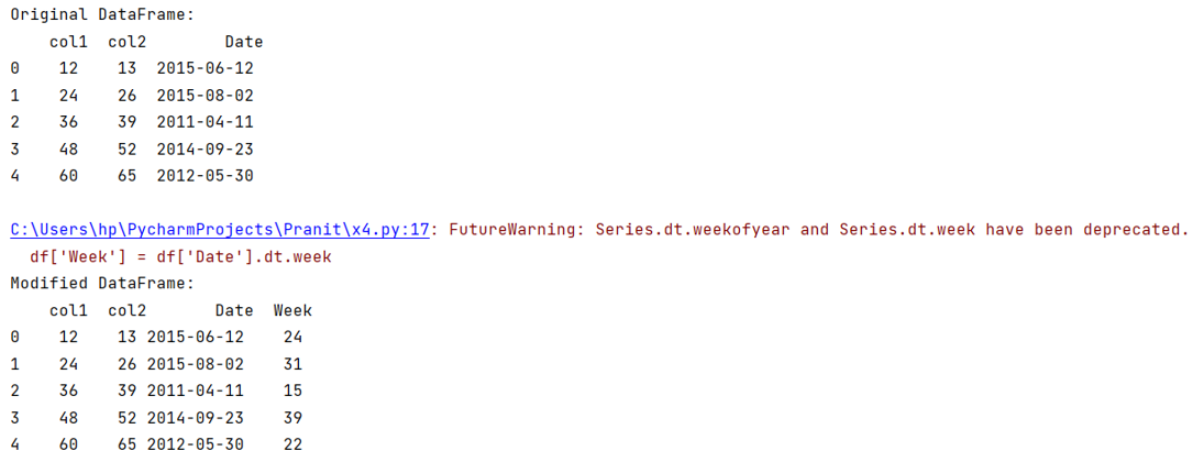 Example 1: DatetimeProperties object has no attribute isocalendar