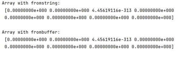 Difference between frombuffer() and fromstring() | Output