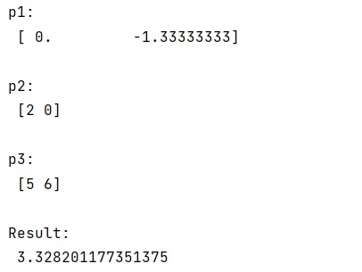 Example: Distance between point and a line from two points in NumPy