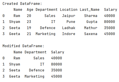 Example: Drop columns in pandas DataFrame