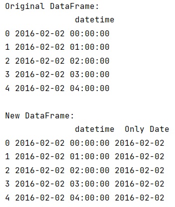 Example: Dropping time from datetime in Pandas