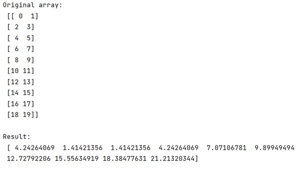 Euclidean distance calculation | Output