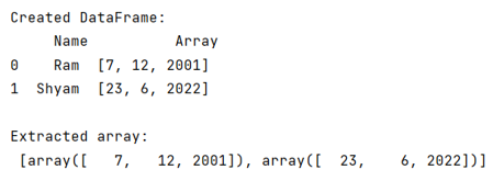 Example: Extract NumPy arrays from specific column