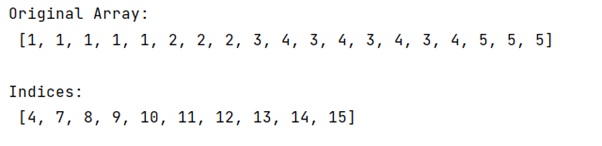 Example: How to find index where elements change value NumPy?