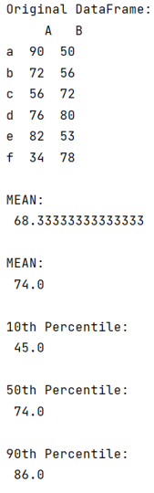 Example: Find percentile stats of a given column